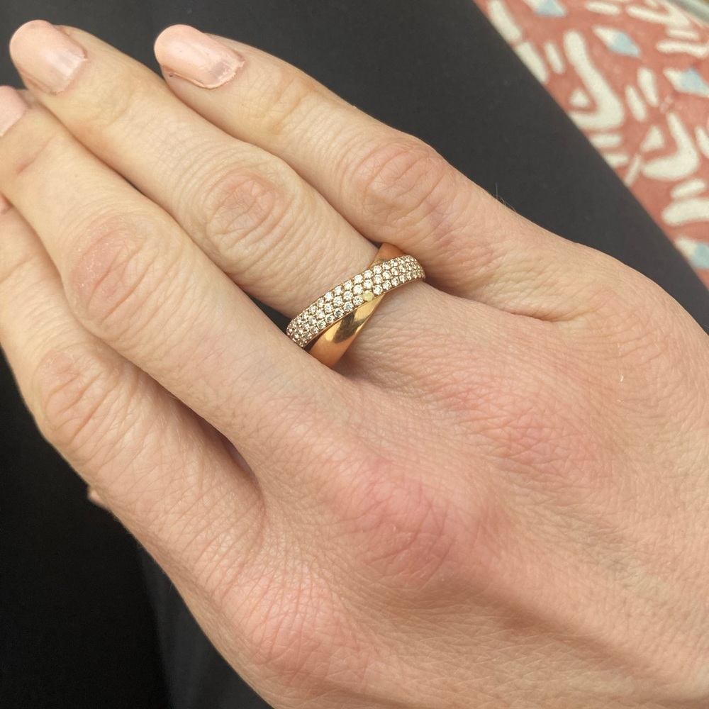 Tiffany & Co Paloma Picasso 2-band 18kt Rose Gold Diamond Melody Ring Size 6